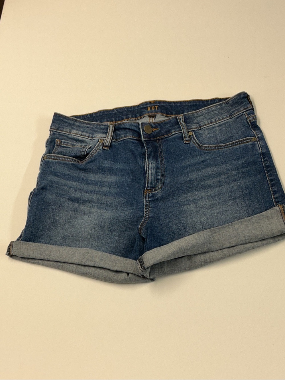 Kut from the Kloth Dark Blue Rolled-Hem Denim Shorts